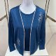 Noble knitted sweater two-piece set mother's suit embroidered shirt suit middle-aged and elderly women's loose large-size jacket thin