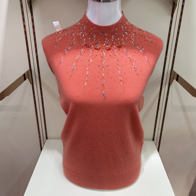 100%pure woolen sweater autumn and winter half -high -collar drill sweater Mom dressing knitted women's middle -aged and elderly bottom shirt