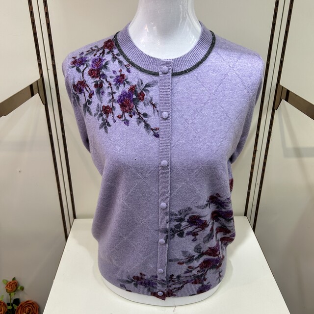 Autumn and winter clothing for middle-aged and elderly mothers 100 pure woolen sweaters with printed foreign style new top pullover round neck knitted sweaters