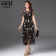 Gu Beisha summer handmade stitching fashion showing thin net gauze embroidery mother dress temperament dress long skirt
