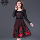 Gu Beisha spring and autumn mesh embroidery stitching handmade nail pearls thin mother dress banquet dress
