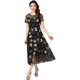 Gu Beisha summer handmade stitching fashion showing thin net gauze embroidery mother dress temperament dress long skirt
