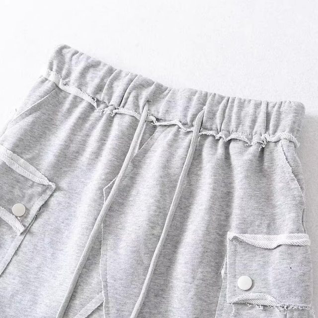 Cotton American casual cut breasted elastic waist-pack hip skirt irregular pocket anti-exposure sports sweat skirt