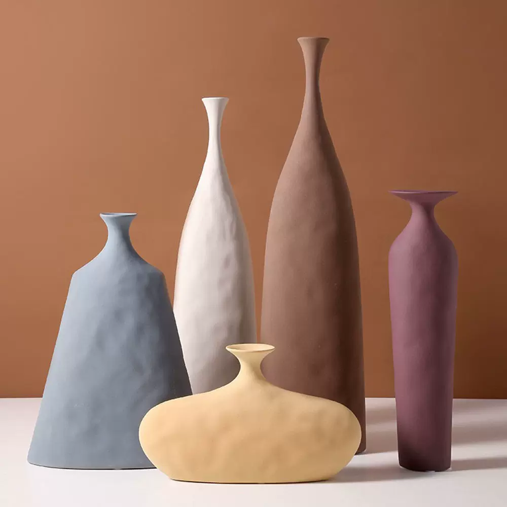 Julsea北欧艺术素坯陶瓷花瓶创意ins几何莫兰迪花器插花器