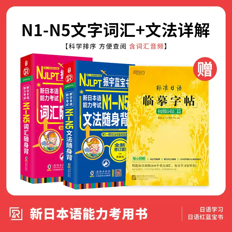 日语红蓝宝书n1-n5 新标准日本语N1-N5文字词汇文法详解练习日语能力
