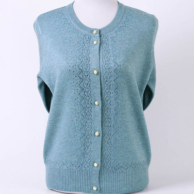 Middle-aged and elderly women's autumn and winter mother's sweater long-sleeved round neck knitted cardigan grandma's wool bottoming shirt top clothes