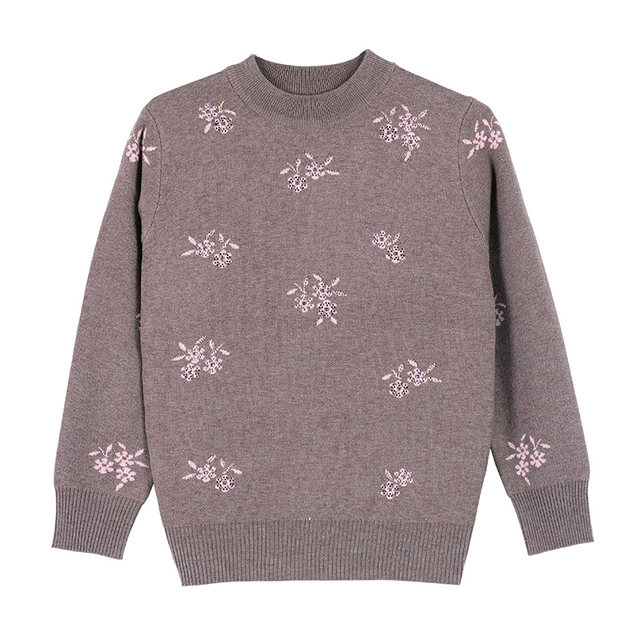 Middle-aged and elderly women's sweater thickened half-high neck pullover sweater grandma sweater knit top