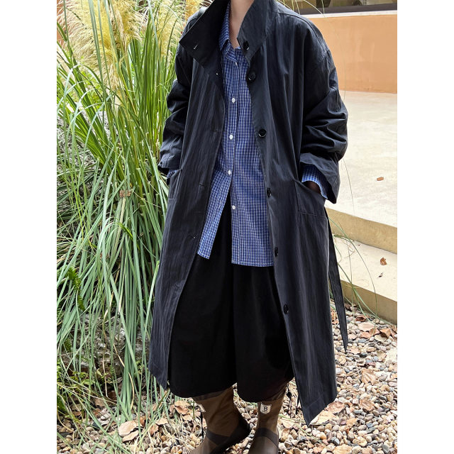 Frosty versatile silhouette stand collar windbreaker for women 2024 autumn lazy style solid color mid-length lace-up jacket top for women
