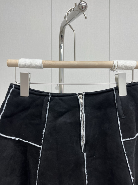 Zipper irregular skirt fashionable new women's high waist autumn and winter slim black design skirt

