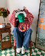 C2 homemade/vintage style cartoon embroidered plaid shirt retro Hong Kong style loose shirt fun salt top ins