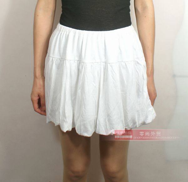 Summer pure cotton pleated puff skirt Student sports short skirt loose large size casual knitted skirt