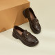 Gomeqi shopping mall same style thick-soled loafers for women 2025 new black British style small leather shoes for women with skirts