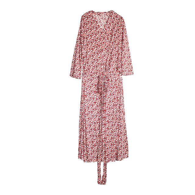 Silk V-neck Dress 2025 Summer New Lace-up Printed Three-Sleeve Large Size Mulberry Silk Style Mid-Long Skirt