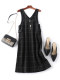 Small fragrance style autumn and winter wool slim V-neck sleeveless vest skirt bottom vest skirt versatile mid-length strap dress