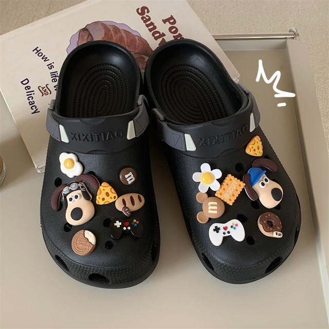 Slim strips, fun and cute DIY hole shoes, men and women wear ins versatile arch big head puppy sandals