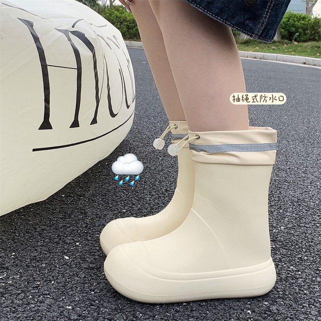 Slim strips, fashionable and fashionable ins trendy waterproof drawstring tie-up rain boots for women, all seasons, universal parent-child water boots, rain boots