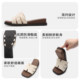 Slim strips, fashionable color-blocking wedge-proof slip-on women's casual versatile square-toe sandals ins