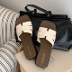 Slim strips, fashionable color-blocking wedge-proof slip-on women's casual versatile square-toe sandals ins