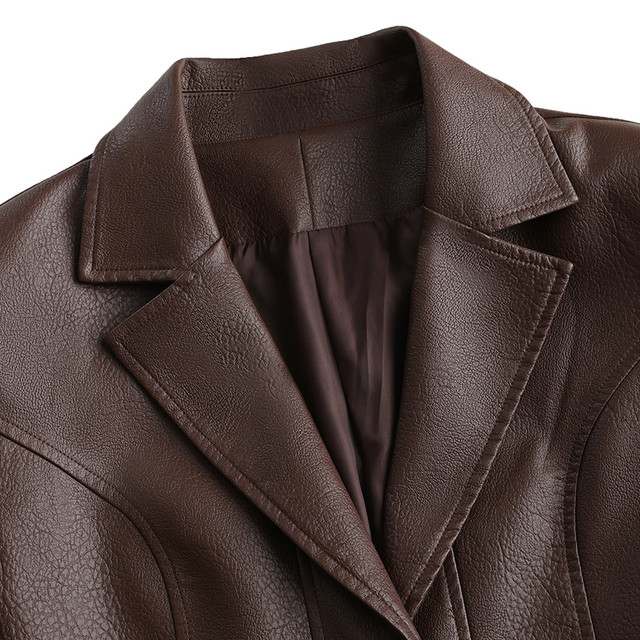 Middle-aged mother leather jacket women's autumn new casual loose jacket for elderly women fashion slim women's leather suit