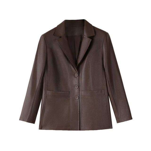 Middle-aged mother leather jacket women's autumn new casual loose jacket for elderly women fashion slim women's leather suit