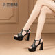 Genuine leather thick sole thick heel fish mouth sandals for women 2024 new summer style easy to wear versatile waterproof platform high heel sandals