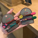 Korean cat color bangs clip cute high-end feel one-line clip flash drill hair clip side headdress pair
