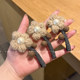 Milk tea color flower wool hair clip side clip cute hair clip side sweet forehead bangs clip autumn and winter new clip
