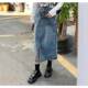 Design pocket denim skirt female internet celebrity ins trendy niche slim a-line retro hip-pack mid-length skirt
