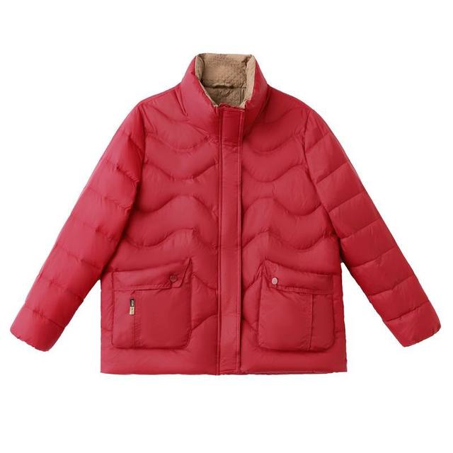 Short coat for women 2025 winter new cotton jacket fashionable lightweight cotton coat loose slimming red down cotton coat