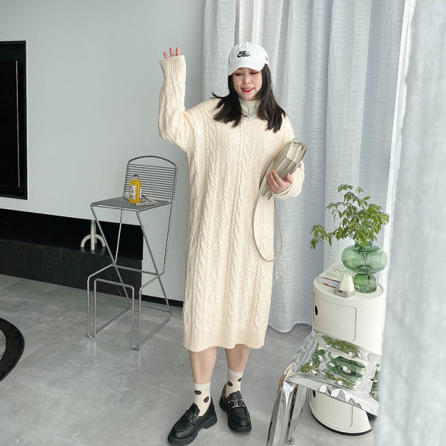Cannes large size large -scale women's sweater skirt loose twist knit skirt in the long skirt in the middle