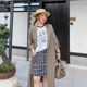Large size original retro literary A-line skirt summer Korean version age-reducing plaid skirt for women