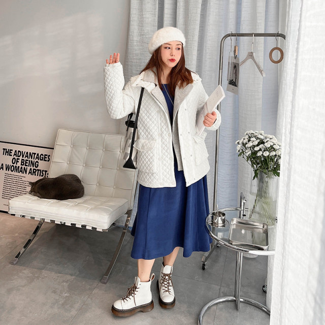 vogana Cannes large size original Korean style age-reducing jacket fashionable fake two-piece spliced ​​warm quilted cotton coat