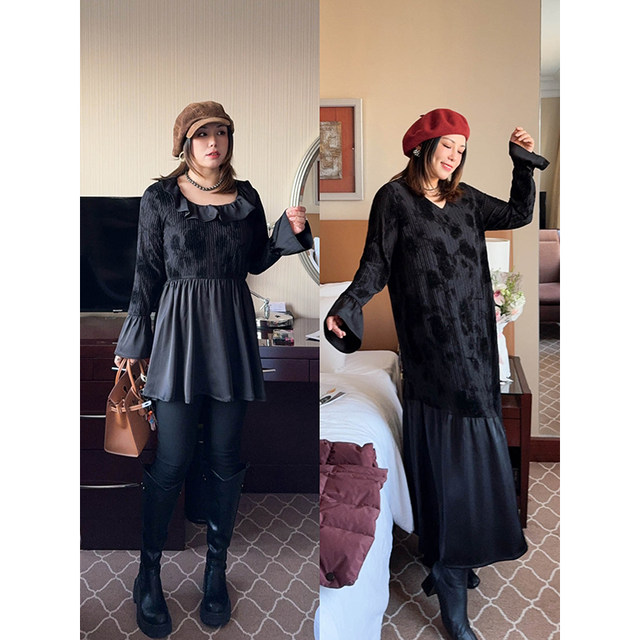 Vogana Cannes Family Large -size Original Winter Thick Warm Tattoo Stitching Droty Dress long and short
