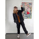 Large size original Korean leisure thickened warmth pineapple grid compound velvet jackets suit
