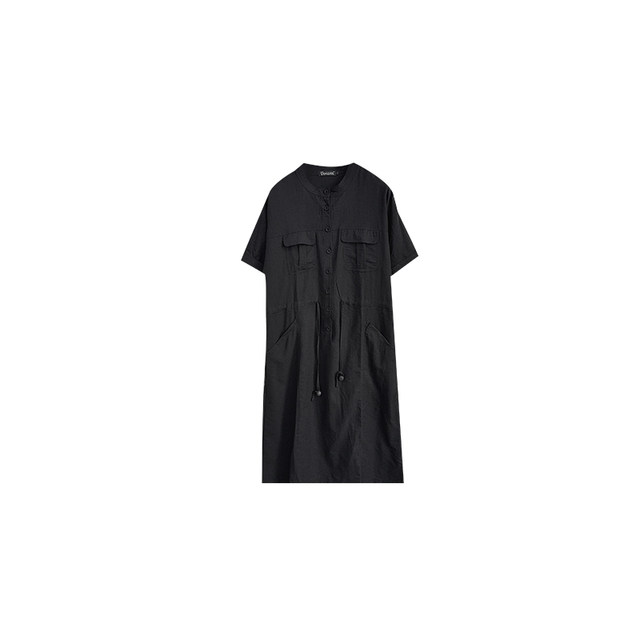 VOGANA Cannes home large size women's summer fashionable lazy pocket work skirt waist-hugging A-line dress
