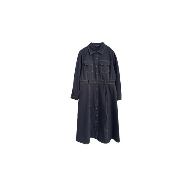 Vogana Cannes home large size original Korean casual bright line dress skirt spring waist waist thin paper people dress
