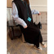 VOGANA Cannes home large size women's clothing Korean high-smart long skirt fashionable contrasting color splicing fake two-piece loose dress
