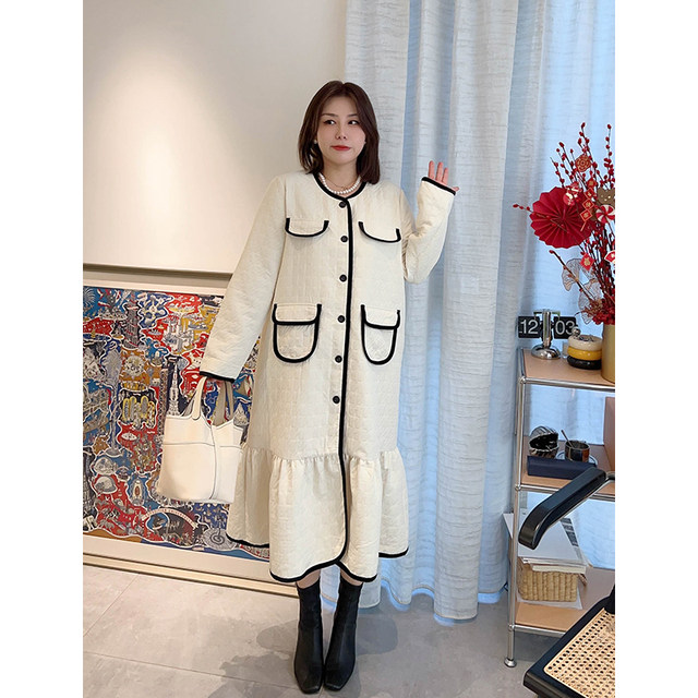 vogana Cannes home large size original old Qian style gentle ruffled edges to cover flesh to make you look slimming A-line dress with long and short style