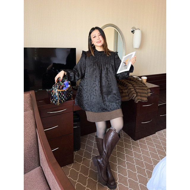 Vogana Cannes Large size original Miao Feng's obedient brand top, wooden ear ear embroidered thickened warm baby shirt