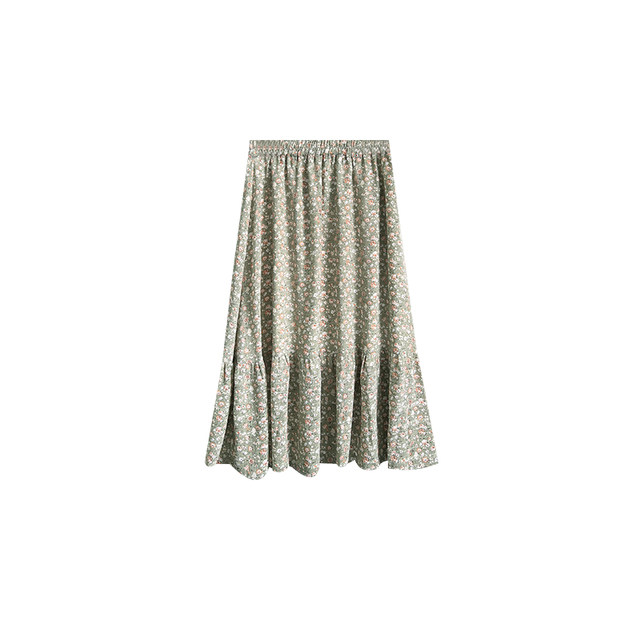 vogana Cannes home large size original summer casual casual elastic high waist ruffled floral skirt for women summer