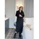 Vogana Cannes Family Large size original Korean version of the temperament, artistic, simple solid color long skirt, loose refute collar dress

