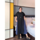 
VOGANA Cannes home large size women's clothing fashionable summer eye-catching contrasting color splicing loose slimming A-line dress summer