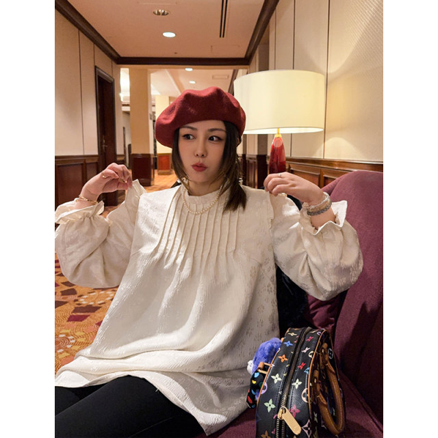 Vogana Cannes Large size original Miao Feng's obedient brand top, wooden ear ear embroidered thickened warm baby shirt