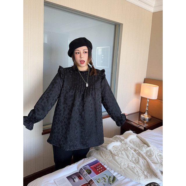 Vogana Cannes Large size original Miao Feng's obedient brand top, wooden ear ear embroidered thickened warm baby shirt