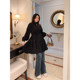 VOGANA Cannes home large size women's clothing French elegant loose slim waist-hugging ruffled mid-length dress