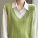 Layered sweater vest vest women V-neck cork sweater vest autumn sleeveless layered bottoming shirt horse clip