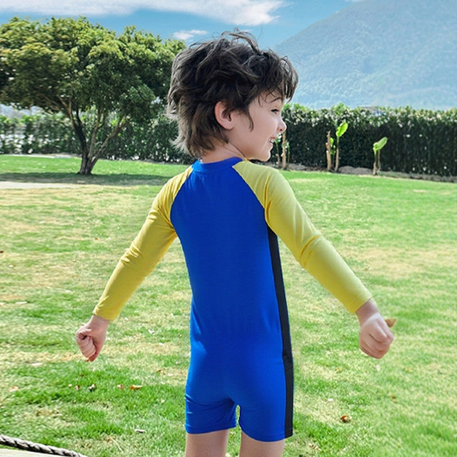 Yimeishan one-piece boys' swimsuit for hot spring 025 new children's middle and large boy sports professional swimsuit