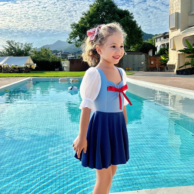 Yimeishan children's swimsuit girls girls 2025 new one-piece skirt style small, medium and large children princess sun protection hot spring