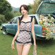 Yimeishan one-piece swimsuit for women in hot spring 2025 new style, high-end, conservative, pure, lace three-angle fake
