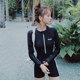 Yi Meishan long-sleeved swimsuit women's one-piece flat-angle sports conservative sun protection surfing and diving suit 2025 new hot spring bath